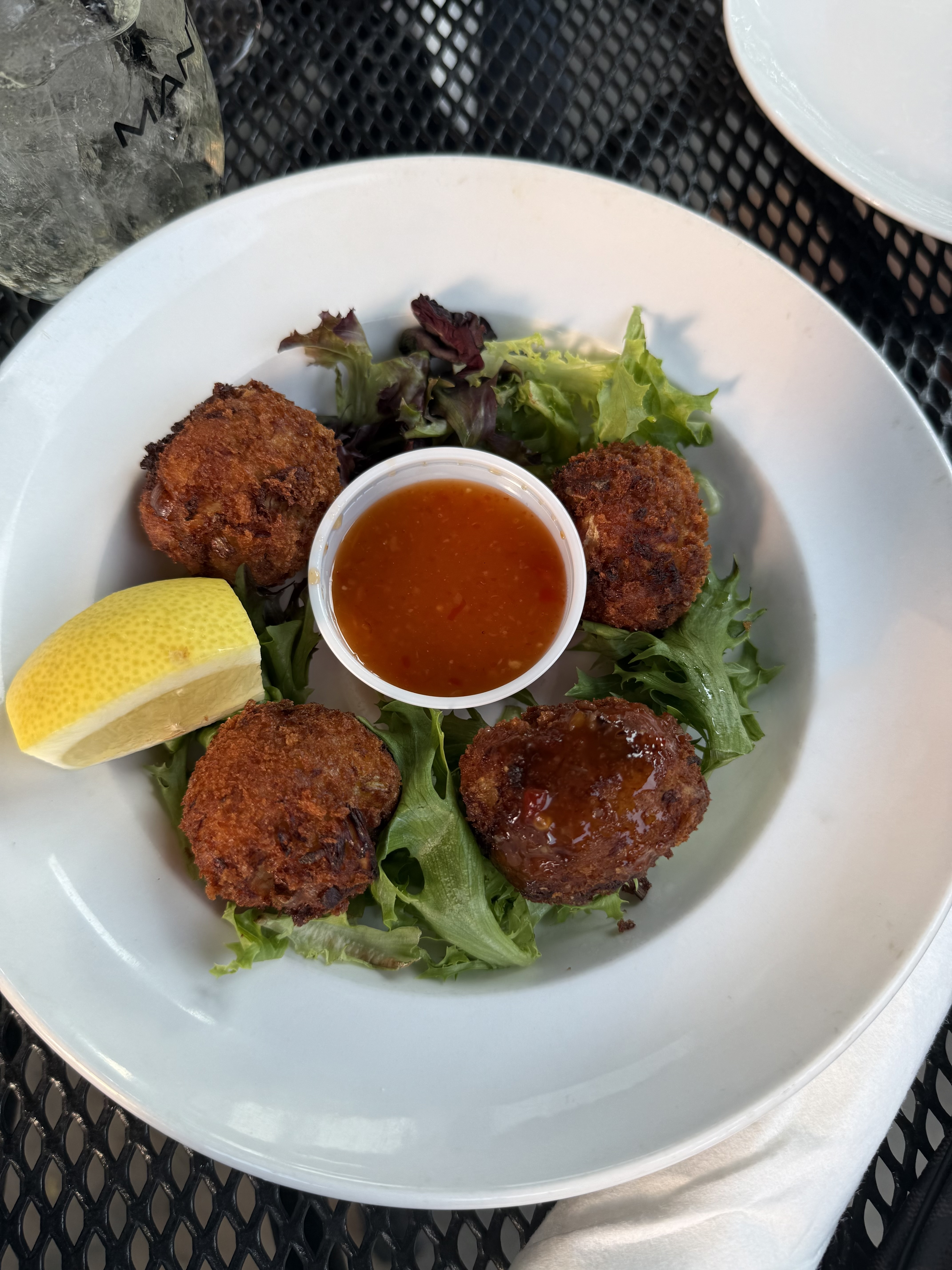 Crab poppers with sweet chili dipping sauce